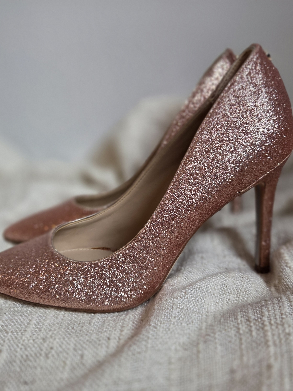 Sam Edelman Rose Gold Glitter Pointed-Toe Stiletto Heels Size US 4.5